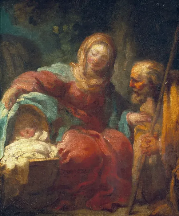 Framed Print : The Rest on the Flight into Egypt, mid-18th-early 19th century. Creator: Jean-Honore Fragonard Framed Print : The Rest on the Flight into Egypt, mid-18th-early 19th century. Creator: Jean-Honore Fragonard
