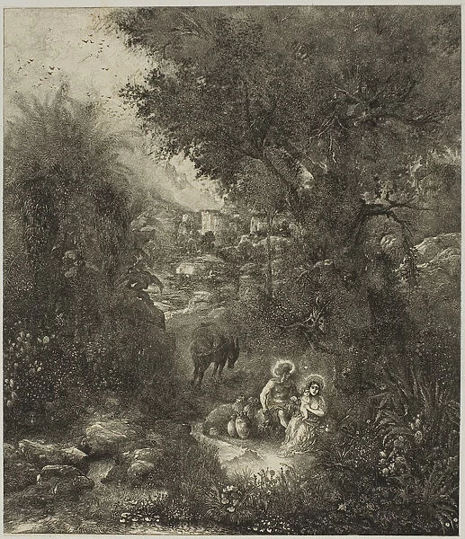 Rest on the Flight into Egypt with Saddled Donkey, 1871. Creator: Rodolphe Bresdin