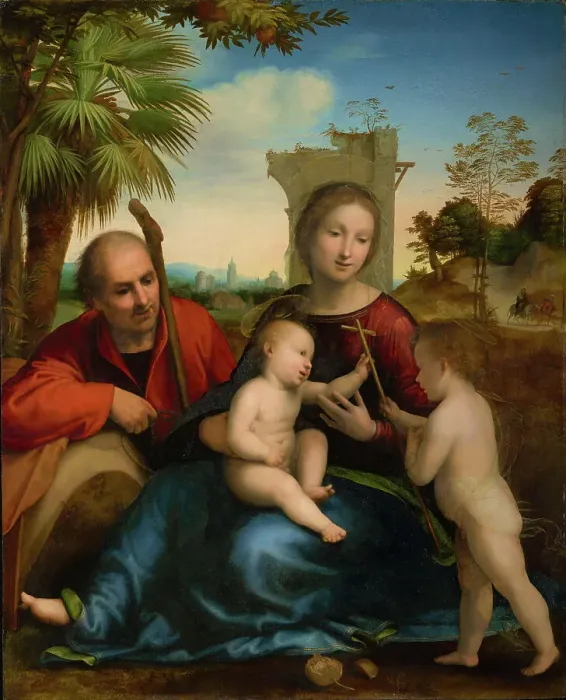 Framed Print : The Rest on the Flight into Egypt with Saint John the Baptist, about 1509. Creator: Fra Bartolomeo Framed Print : The Rest on the Flight into Egypt with Saint John the Baptist, about 1509. Creator: Fra Bartolomeo
