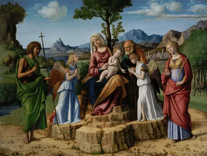 Framed Print : The Rest on the Flight into Egypt with Saint John the Baptist, c1497 Framed Print : The Rest on the Flight into Egypt with Saint John the Baptist, c1497