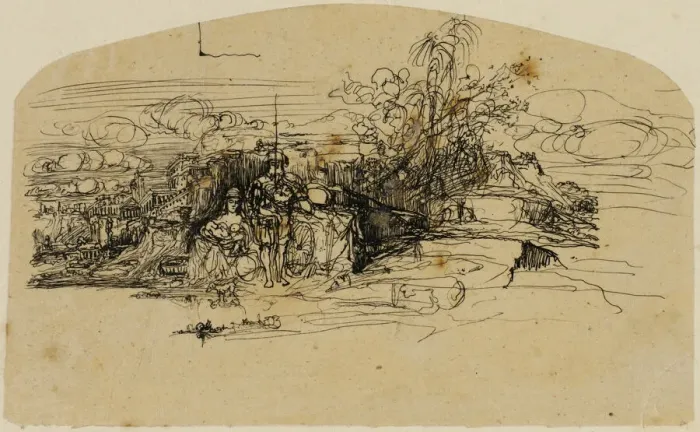 Framed Print : Rest with the Guard, n. d. Creator: Rodolphe Bresdin Framed Print : Rest with the Guard, n. d. Creator: Rodolphe Bresdin