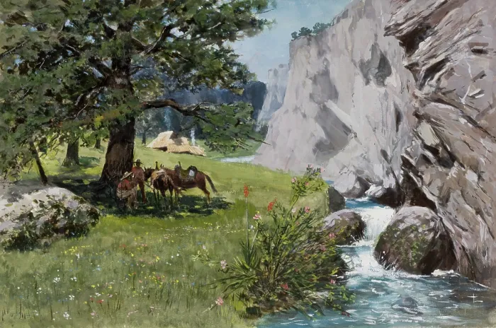 Framed Print : Rest under Rocks, c1876. Creator: Stanislaw Witkiewicz Framed Print : Rest under Rocks, c1876. Creator: Stanislaw Witkiewicz