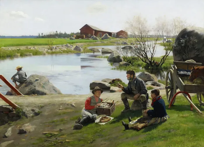 Framed Print : A Rest on the Way to the Fair, 1886. Creator: Gunnar Berndtson Framed Print : A Rest on the Way to the Fair, 1886. Creator: Gunnar Berndtson