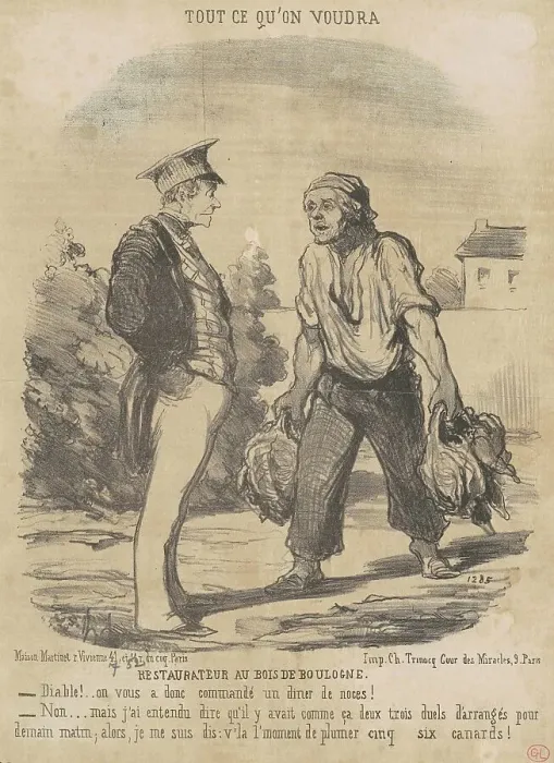 Framed Print : Restaurateur au Bois de Boulogne, 19th century. Creator: Honore Daumier Framed Print : Restaurateur au Bois de Boulogne, 19th century. Creator: Honore Daumier