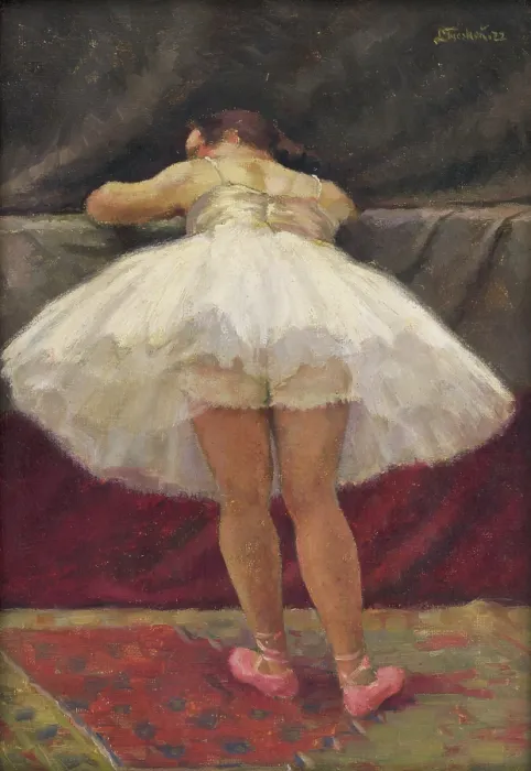 Framed Print : Resting ballet dancer, 1922. Creator: Ladislav Treskon