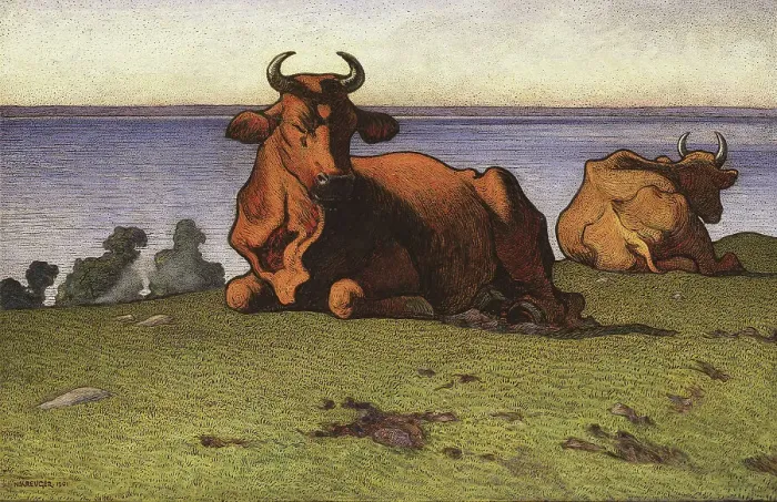 Framed Print : Resting Cows. Motif from Öland, 1901. Creator: Nils Kreuger Framed Print : Resting Cows. Motif from Öland, 1901. Creator: Nils Kreuger