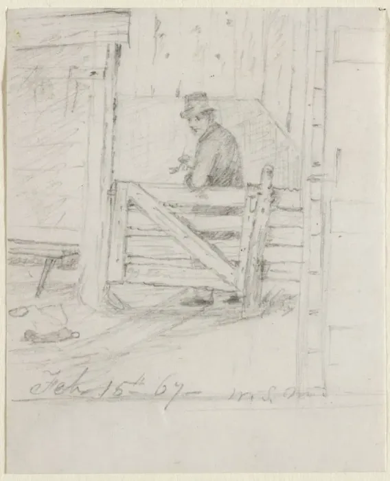 Framed Print : Resting on the Fence, 1867. Creator: William Sidney Mount (American, 1807-1868) Framed Print : Resting on the Fence, 1867. Creator: William Sidney Mount (American, 1807-1868)