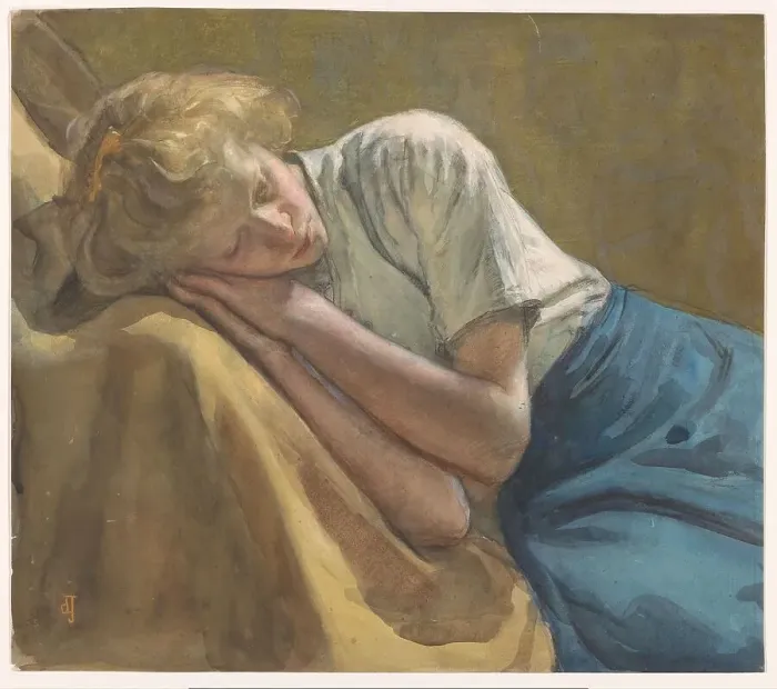 Framed Print : Resting girl, 1903. Creator: Johan Antonie de Jonge Framed Print : Resting girl, 1903. Creator: Johan Antonie de Jonge