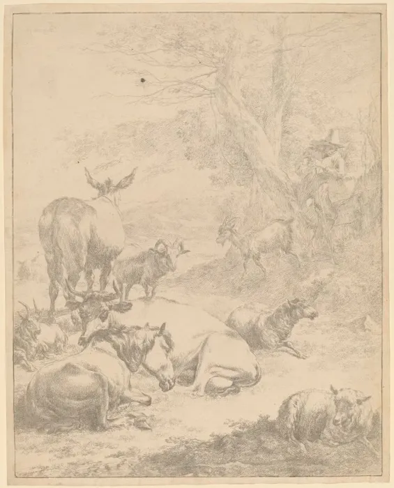 Framed Print : Resting Herd. Creator: Nicolaes Berchem Framed Print : Resting Herd. Creator: Nicolaes Berchem