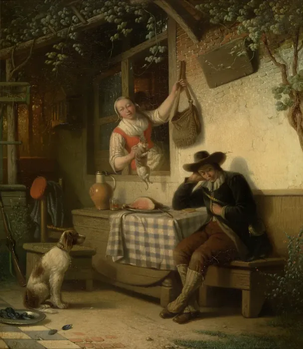 Framed Print : Resting Hunter. Creator: Ferdinand De Braekeleer Framed Print : Resting Hunter. Creator: Ferdinand De Braekeleer
