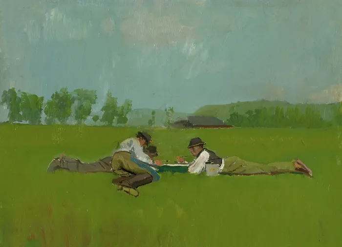 Framed Print : Resting Lads, 1880-1900. Creator: Ladislav Mednyanszky Framed Print : Resting Lads, 1880-1900. Creator: Ladislav Mednyanszky