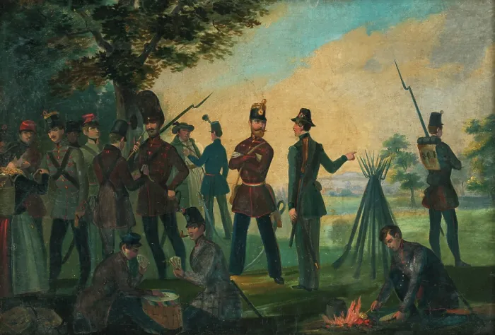 Framed Print : Resting on the march, 1846. Creator: Frantisek Klimkovic Framed Print : Resting on the march, 1846. Creator: Frantisek Klimkovic
