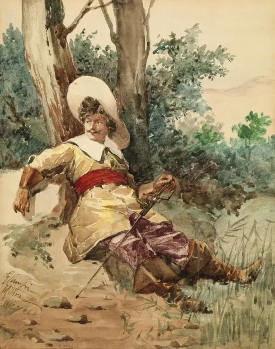 Framed Print : Resting Musketeer, n. d. Creator: G. Camfri Framed Print : Resting Musketeer, n. d. Creator: G. Camfri