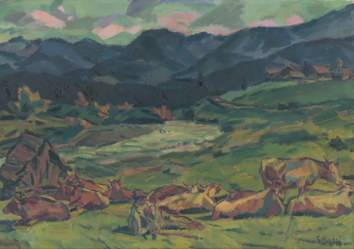 Framed Print : Resting in the Pasture, 1941. Creator: Gustav Mally Framed Print : Resting in the Pasture, 1941. Creator: Gustav Mally