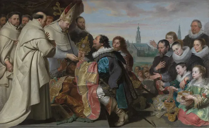 Framed Print : The Restitution of the Church Treasures to Saint Norbert after the Defeat of the Heretic... 1630. Creator: Cornelis de Vos Framed Print : The Restitution of the Church Treasures to Saint Norbert after the Defeat of the Heretic... 1630. Creator: Cornelis de Vos