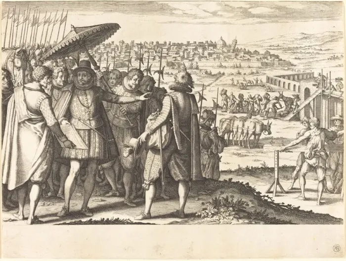 Framed Print : Restoration of the Aqueduct at Pisa, c. 1614. Creator: Jacques Callot Framed Print : Restoration of the Aqueduct at Pisa, c. 1614. Creator: Jacques Callot