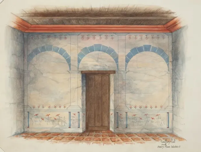Framed Print : Restoration Drawing, 1937. Creators: Geoffrey Holt, Harry Mann Waddell Framed Print : Restoration Drawing, 1937. Creators: Geoffrey Holt, Harry Mann Waddell