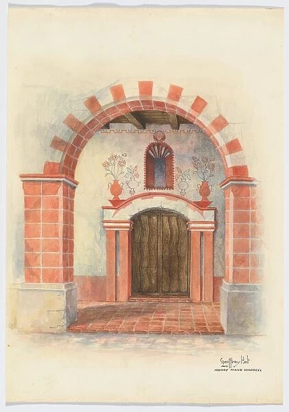 Restoration Drawing: Main Doorway & Arch to Mission House, 1938