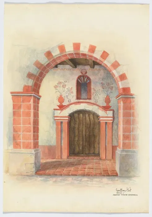 Framed Print : Restoration Drawing: Main Doorway & Arch to Mission House, 1938 Framed Print : Restoration Drawing: Main Doorway & Arch to Mission House, 1938
