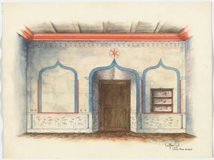 Framed Print : Restoration Drawing: Wall Painting, c. 1939. Creators: Geoffrey Holt, Harry Mann Waddell Framed Print : Restoration Drawing: Wall Painting, c. 1939. Creators: Geoffrey Holt, Harry Mann Waddell