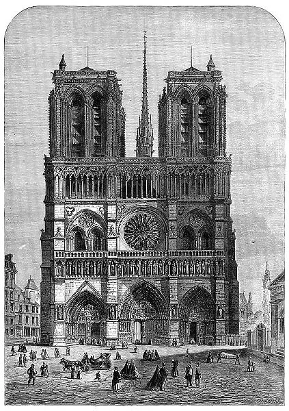 Restoration of Notre Dame, Paris: the Western Façade, 1862. Creator: Felix Thorigny