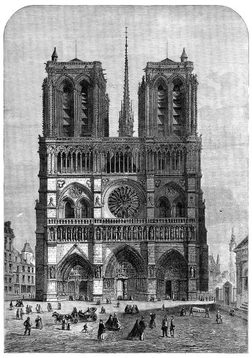 Framed Print : Restoration of Notre Dame, Paris: the Western Façade, 1862. Creator: Felix Thorigny Framed Print : Restoration of Notre Dame, Paris: the Western Façade, 1862. Creator: Felix Thorigny