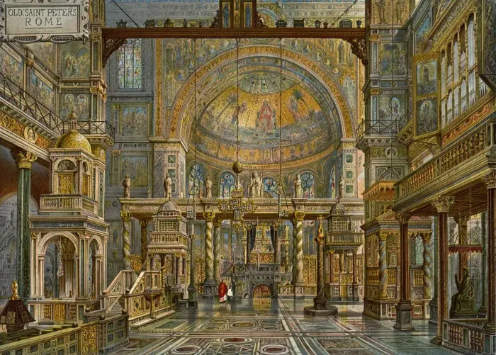 Framed Print : Restoration of Old St Peters, Rome, 1907. Artist: HW Brewer