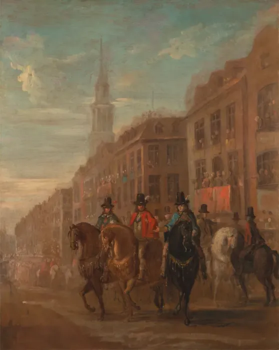 Framed Print : Restoration Procession of Charles II at Cheapside, ca. 1745. Creator: William Hogarth Framed Print : Restoration Procession of Charles II at Cheapside, ca. 1745. Creator: William Hogarth