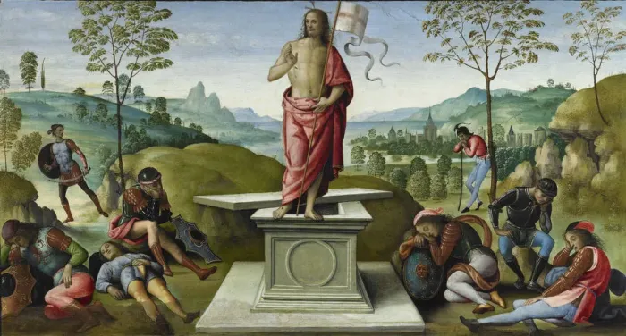 Framed Print : The Resurrection, 1496-1500. Artist: Perugino (ca. 1450-1523) Framed Print : The Resurrection, 1496-1500. Artist: Perugino (ca. 1450-1523)