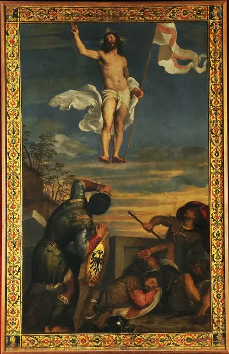 Framed Print : The Resurrection, 1542-1543. Creator: Titian (1488-1576) Framed Print : The Resurrection, 1542-1543. Creator: Titian (1488-1576)