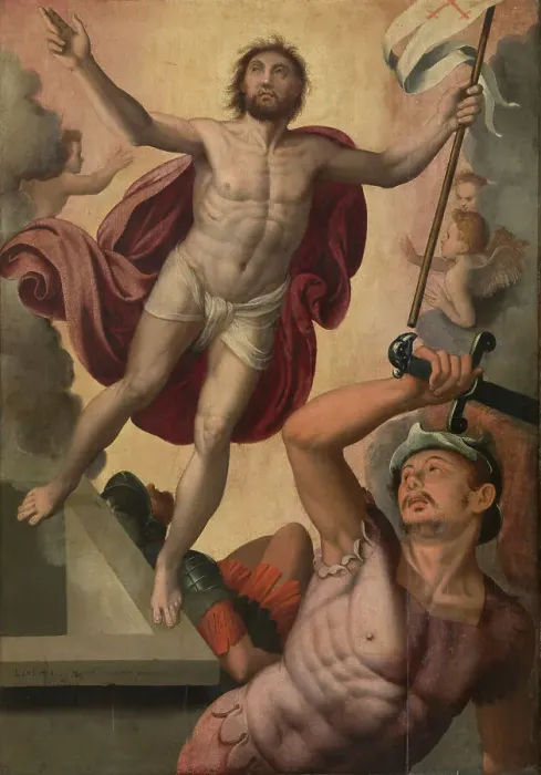 Framed Print : Resurrection of Christ, 1565. Creator: Lambert van Noort Framed Print : Resurrection of Christ, 1565. Creator: Lambert van Noort