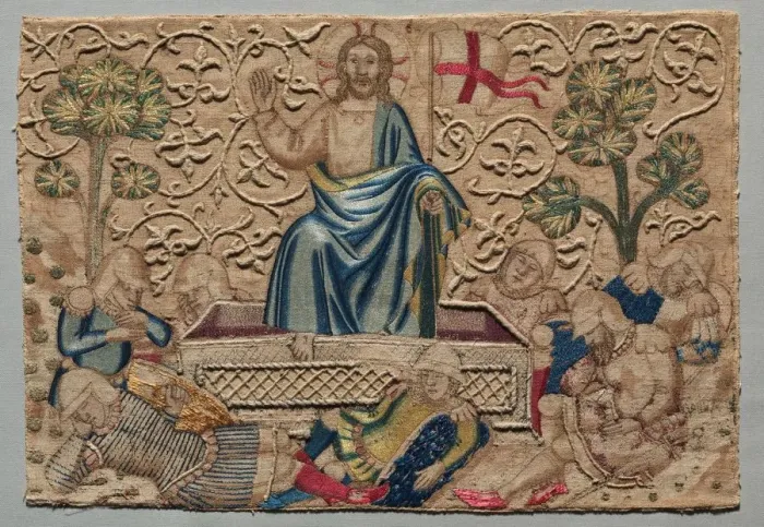 Framed Print : The Resurrection, from an Embroidered Altar Frontal:, 1375-1400. Creator: Unknown Framed Print : The Resurrection, from an Embroidered Altar Frontal:, 1375-1400. Creator: Unknown