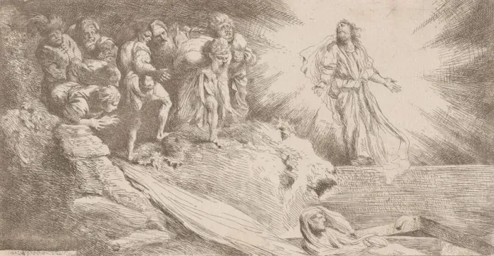 Framed Print : Resurrection of Lazarus, 1645. Creator: Salvatore Castiglione Framed Print : Resurrection of Lazarus, 1645. Creator: Salvatore Castiglione