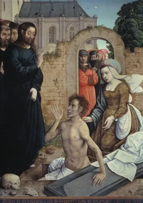 Framed Print : The Resurrection of Lazarus. Artist: Juan de Flandes (ca. 1465-1519) Framed Print : The Resurrection of Lazarus. Artist: Juan de Flandes (ca. 1465-1519)