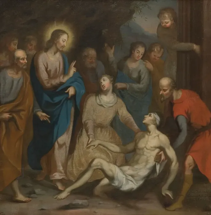 Framed Print : Resurrection of Lazarus, unknown date. Creator: Anon Framed Print : Resurrection of Lazarus, unknown date. Creator: Anon