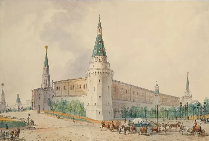 Framed Print : The Resurrection Square and the Alexander Garden in Moscow. Artist: Vivien, Joseph (1793-1852) Framed Print : The Resurrection Square and the Alexander Garden in Moscow. Artist: Vivien, Joseph (1793-1852)