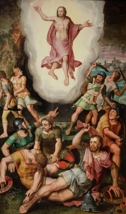 Framed Print : The Resurrection (Triptych, central panel), 1560. Creator: Robionoy, Jean de (active Mid of the 16th cen.) Framed Print : The Resurrection (Triptych, central panel), 1560. Creator: Robionoy, Jean de (active Mid of the 16th cen.)