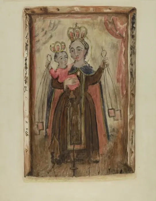 Framed Print : Retablo (Our Lady of Carmel), 1935 / 1942. Creator: Maude Valle Framed Print : Retablo (Our Lady of Carmel), 1935 / 1942. Creator: Maude Valle