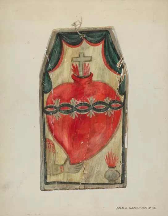 Framed Print : Retablo (Sacred Heart), c. 1939. Creator: Majel G. Claflin Framed Print : Retablo (Sacred Heart), c. 1939. Creator: Majel G. Claflin