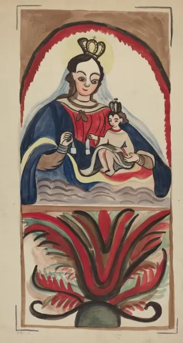 Framed Print : Retablo - Virgin & Child, 1935 / 1942. Creator: E. Boyd Framed Print : Retablo - Virgin & Child, 1935 / 1942. Creator: E. Boyd