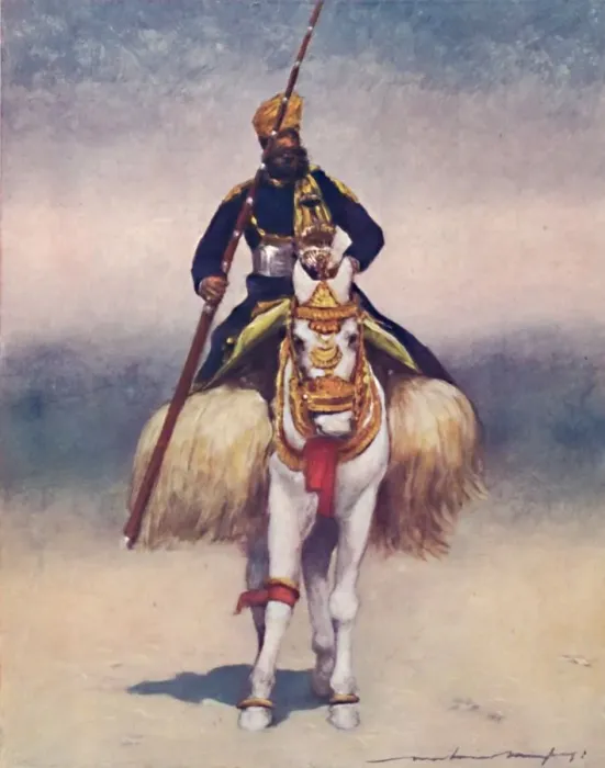 Framed Print : A Retainer from Alwar, 1903. Artist: Mortimer L Menpes Framed Print : A Retainer from Alwar, 1903. Artist: Mortimer L Menpes