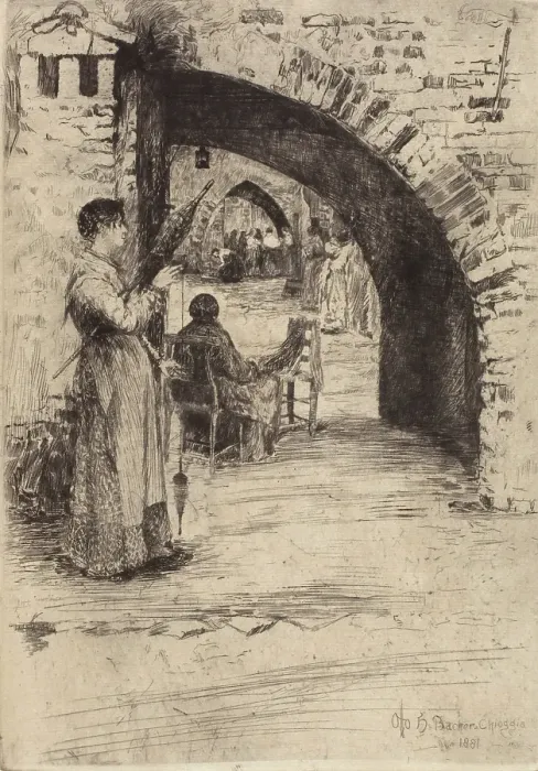 Framed Print : Reteria (Net Makers), 1881. Creator: Otto Henry Bacher Framed Print : Reteria (Net Makers), 1881. Creator: Otto Henry Bacher