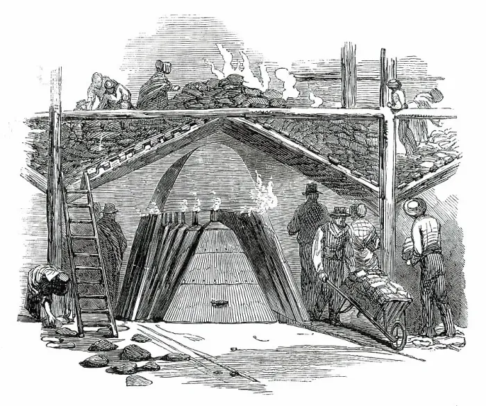 Framed Print : One of the Retorts for Burning the Turf into Charcoal, 1850. Creator: Smyth Framed Print : One of the Retorts for Burning the Turf into Charcoal, 1850. Creator: Smyth