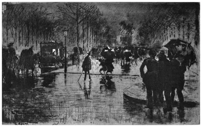Framed Print : Retour des Champs-Elysees, c1870-1900 (1924). Artist: Felix Hilaire Buhot