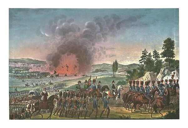 Retreat of the French after the battle of Leipzig, 19 October 1813, (c1850). Artists