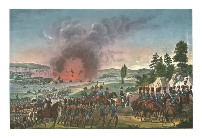 Framed Print : Retreat of the French after the battle of Leipzig, 19 October 1813, (c1850). Artists Framed Print : Retreat of the French after the battle of Leipzig, 19 October 1813, (c1850). Artists