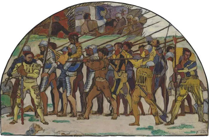 Framed Print : The Retreat from Marignano (Variant), ca 1897. Artist: Hodler, Ferdinand (1853-1918) Framed Print : The Retreat from Marignano (Variant), ca 1897. Artist: Hodler, Ferdinand (1853-1918)