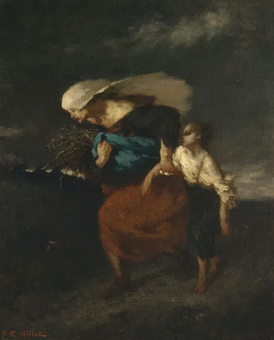 Framed Print : Retreat from the Storm, ca. 1846. Creator: Jean Francois Millet Framed Print : Retreat from the Storm, ca. 1846. Creator: Jean Francois Millet