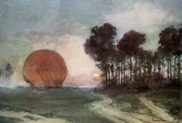 Framed Print : The Return of the Balloon, Artois, France, 10 June 1915, (1926). Artist: Francois Flameng Framed Print : The Return of the Balloon, Artois, France, 10 June 1915, (1926). Artist: Francois Flameng