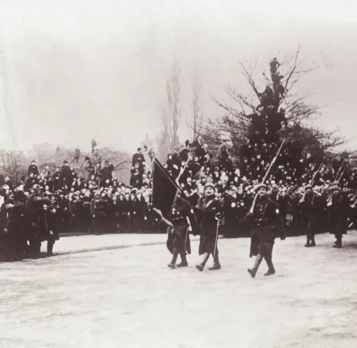 Framed Print : Return of the Belgians to Liege, Belgium, c1914-c1918 Framed Print : Return of the Belgians to Liege, Belgium, c1914-c1918